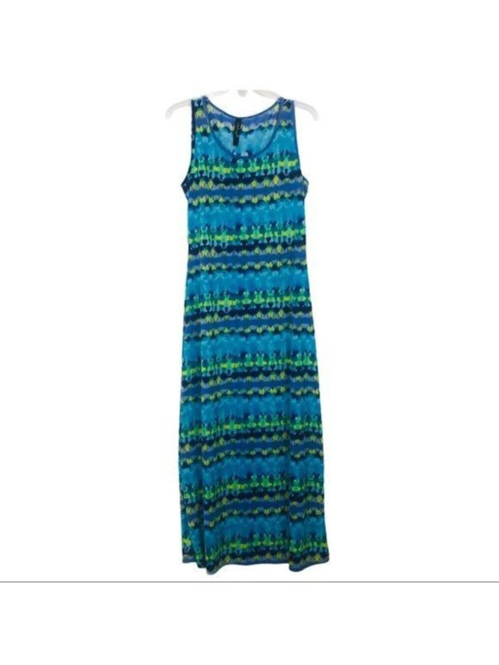 Madmazelle Maxi Tank Dress Sz Small? Tie Dyed Boho Flowy Blue Green Yellow